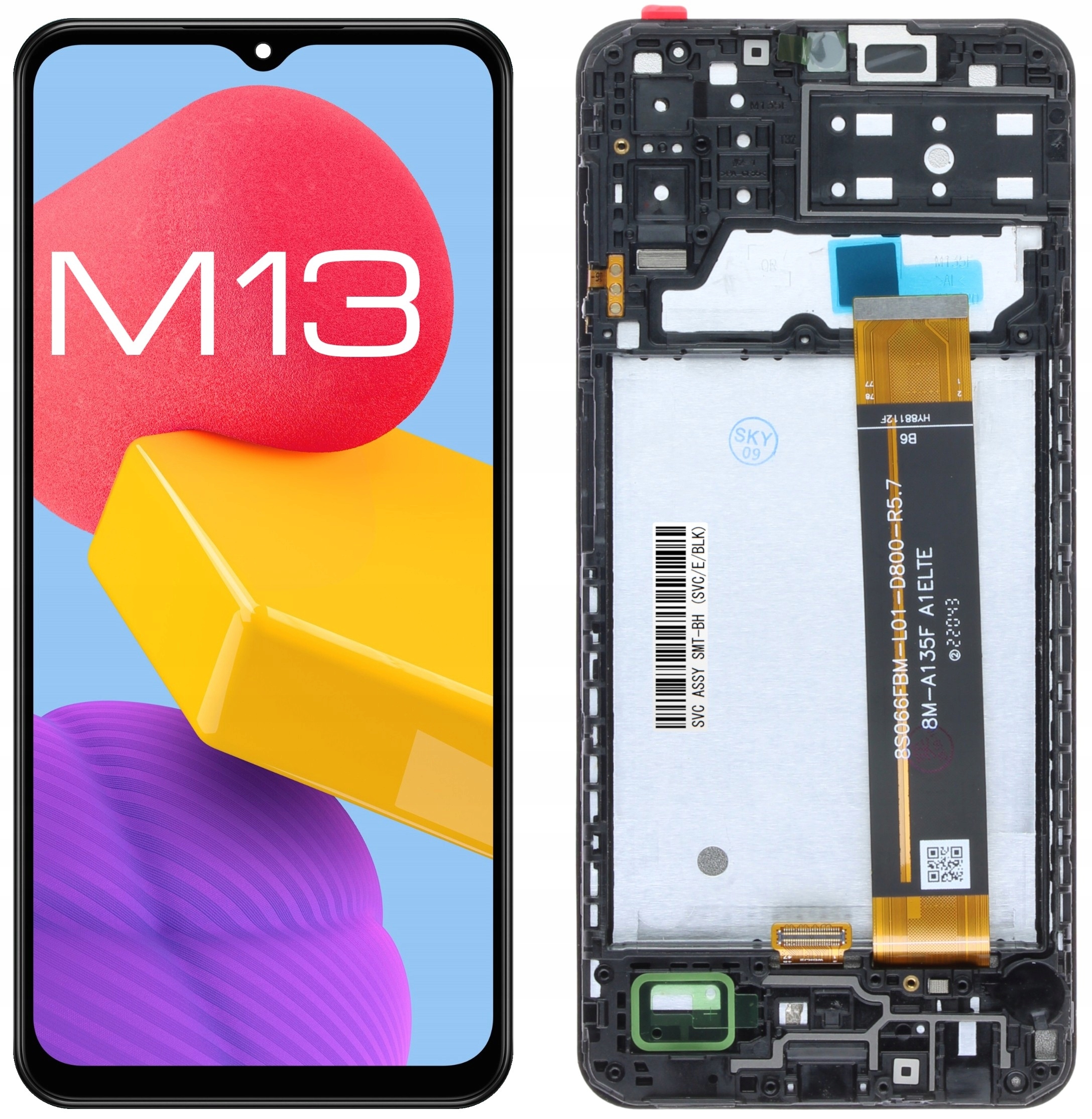 LCD displej Samsung Galaxy M13 s dotykovou obrazovkou, digitalizátorem a Rámeček , černý