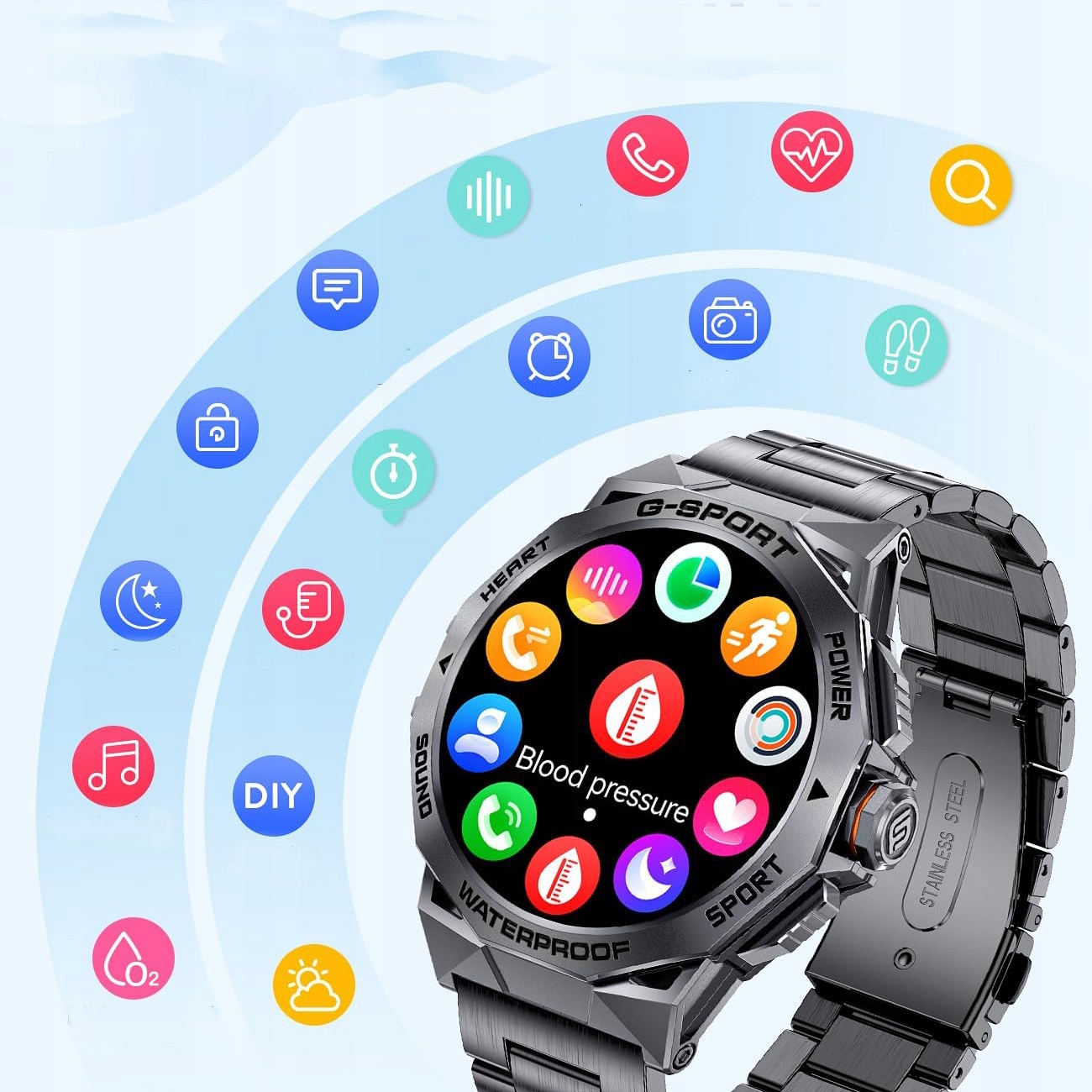 męski zegarek smartwatch rozmawia sms z 120 trybami sportowymi wodoodporny Kompatybilność systemowa Android iOS