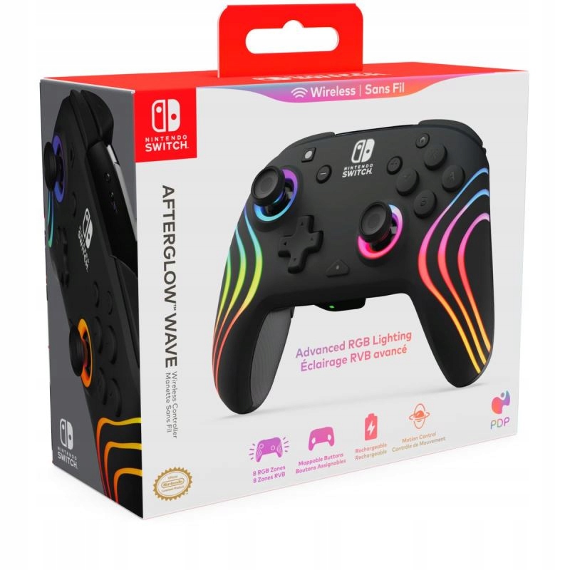 Pad bezprzewodowy Pdp Afterglow Wave czarny Do Switch, Switch 2, Oled
