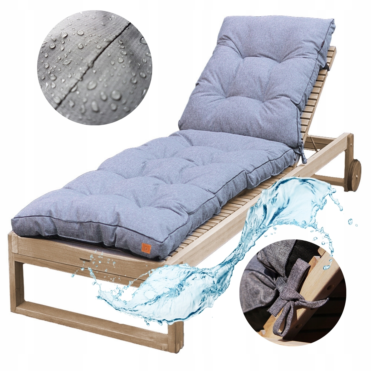 Poduszka na leżak ogrodowy Wodoodporna Pikowana Fotel Blomster