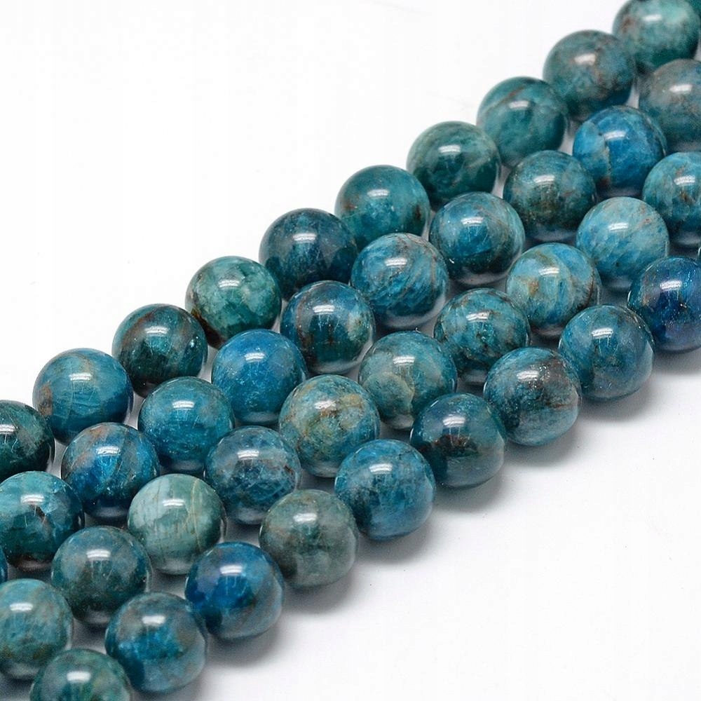 Apatit, modrá, koule 8~9mm, 45~48ks (šňůra), korálky