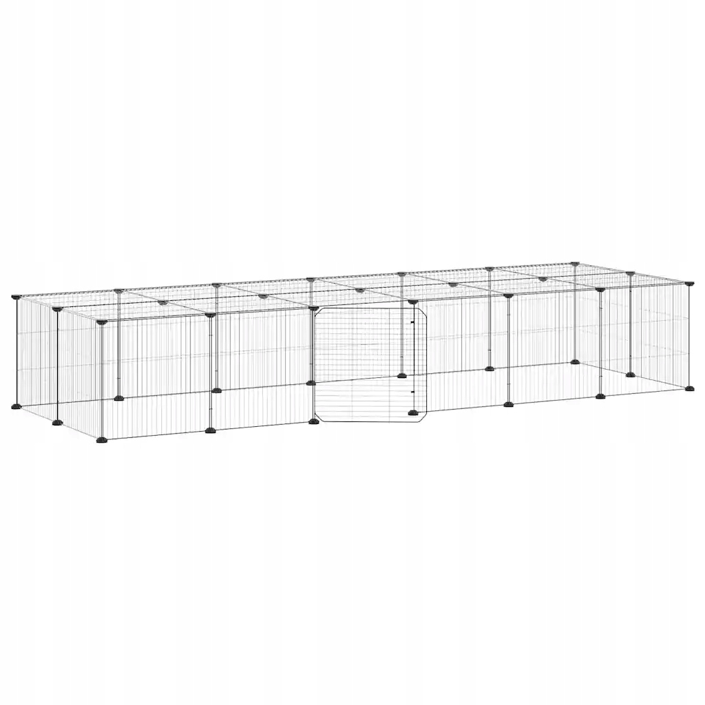 Levně 28panelová ohrádka pro zvířata s dvířky černá 35 x 35 cm ocel