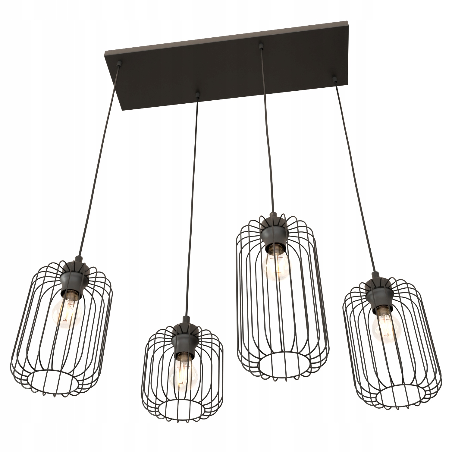 Závesná stropná lampa Lima 4 body E27 Loft Kovová, čierna, nastaviteľná