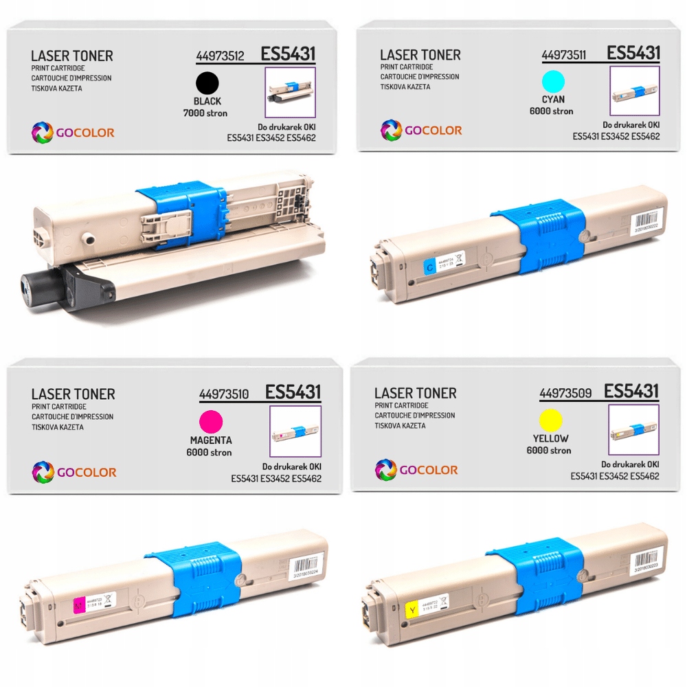 4X Nowy Toner do Oki ES5462 ES5431 ES3452 zestaw Cmyk