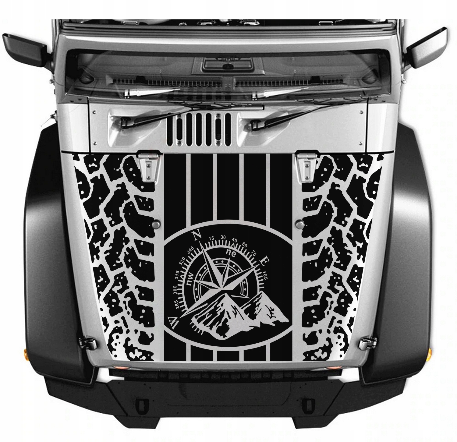 Nalepka Grafika na auto Masku Jeep Kompas Off Road Běžník 166x100