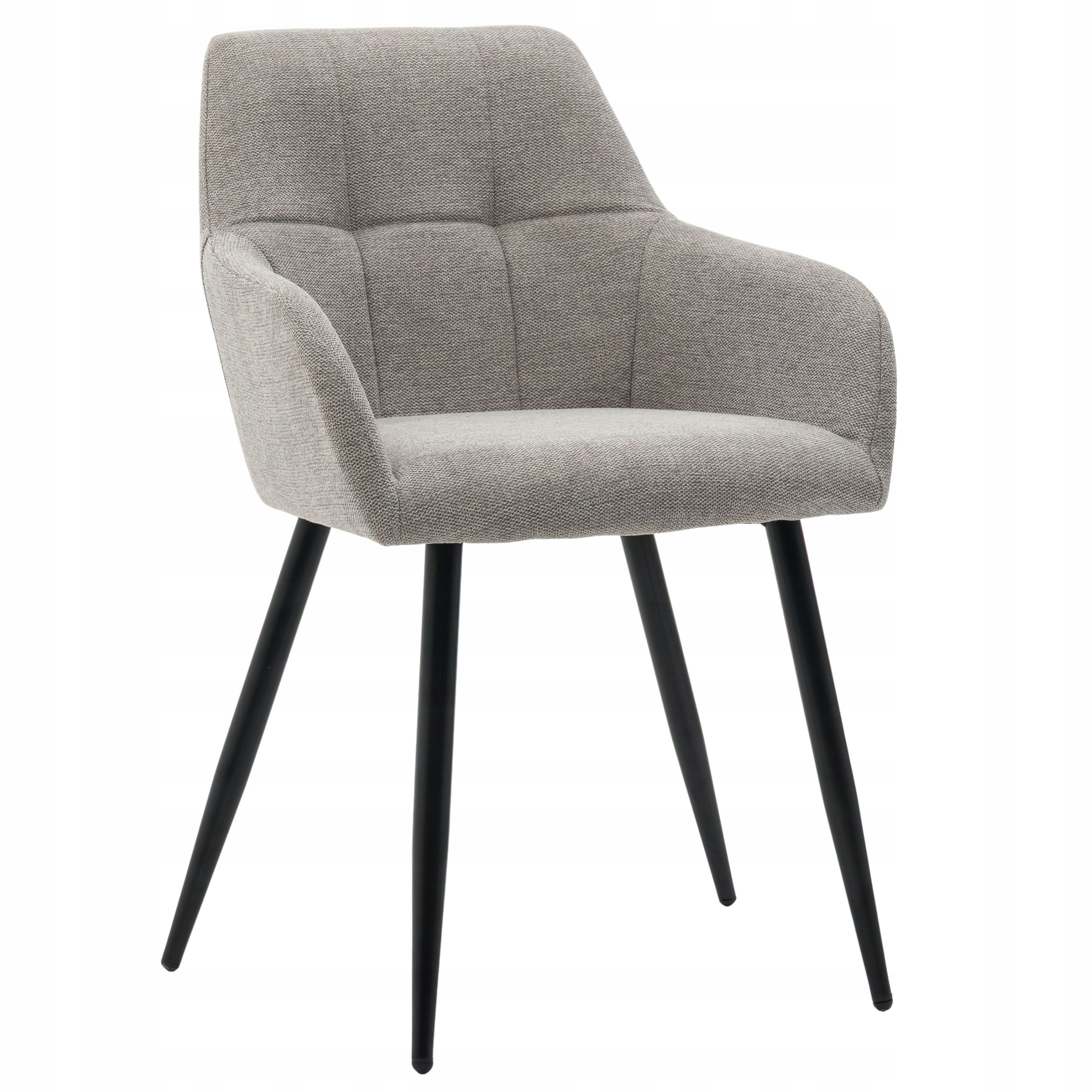 Šedá židle Nordi, černá tkanina, černé kovové nohy, moderní loft do jídelny