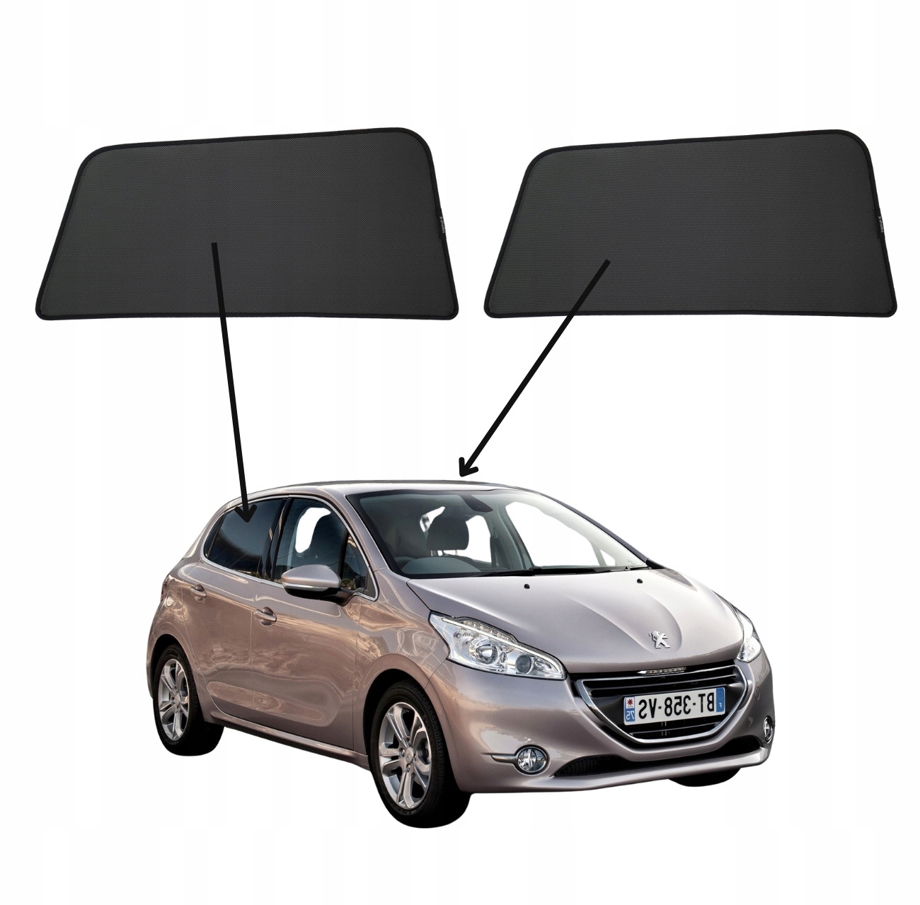 Protislnečné clony do Peugeot 208, 2012-2019, magnety, sada 2ks