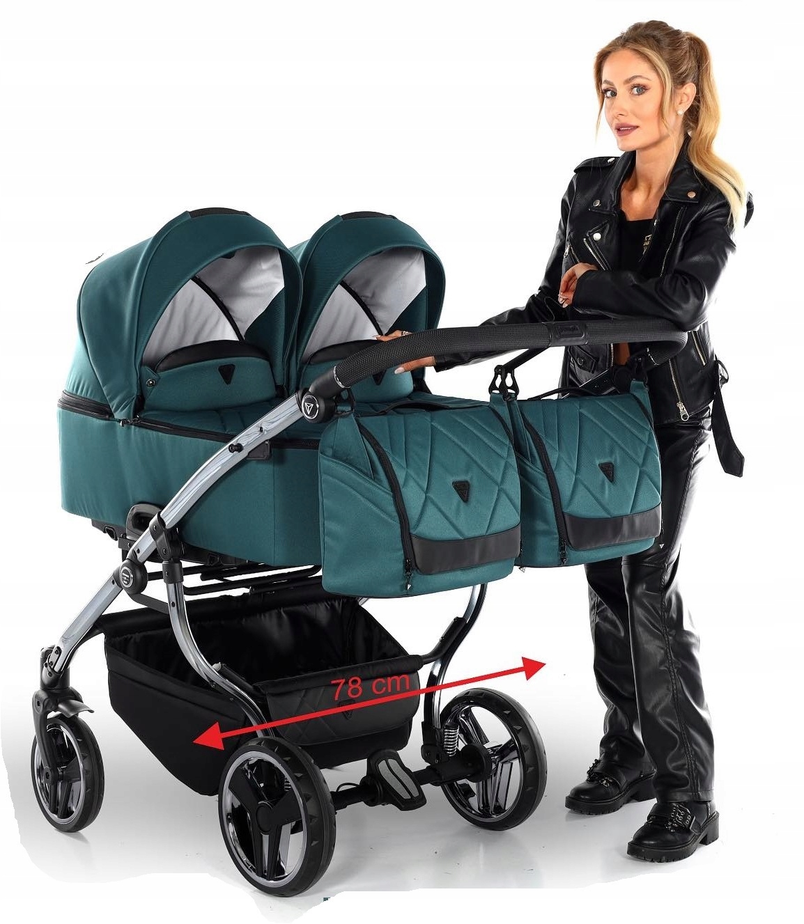 Junama Duo V3 WÓZEK BLIŹNIACZY 2w1 03 | Jeden Obok Drugiego | Tylko 78 cm!