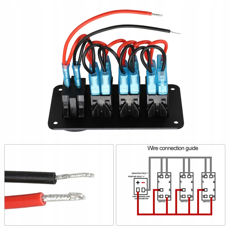 Panel przelacznikow 12 24V 3 gang Typ maszyny Dzwig zuraw podnosnik Generator agregat Koparka Koparko ladowarka Kruszarka Ladowarka Rowniarka Rozscielacz asfaltu Spycharka Walec Wozidlo Zageszczarka Inny