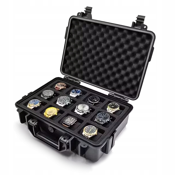 Luxusní kufr na hodinky, černý, 12 míst
