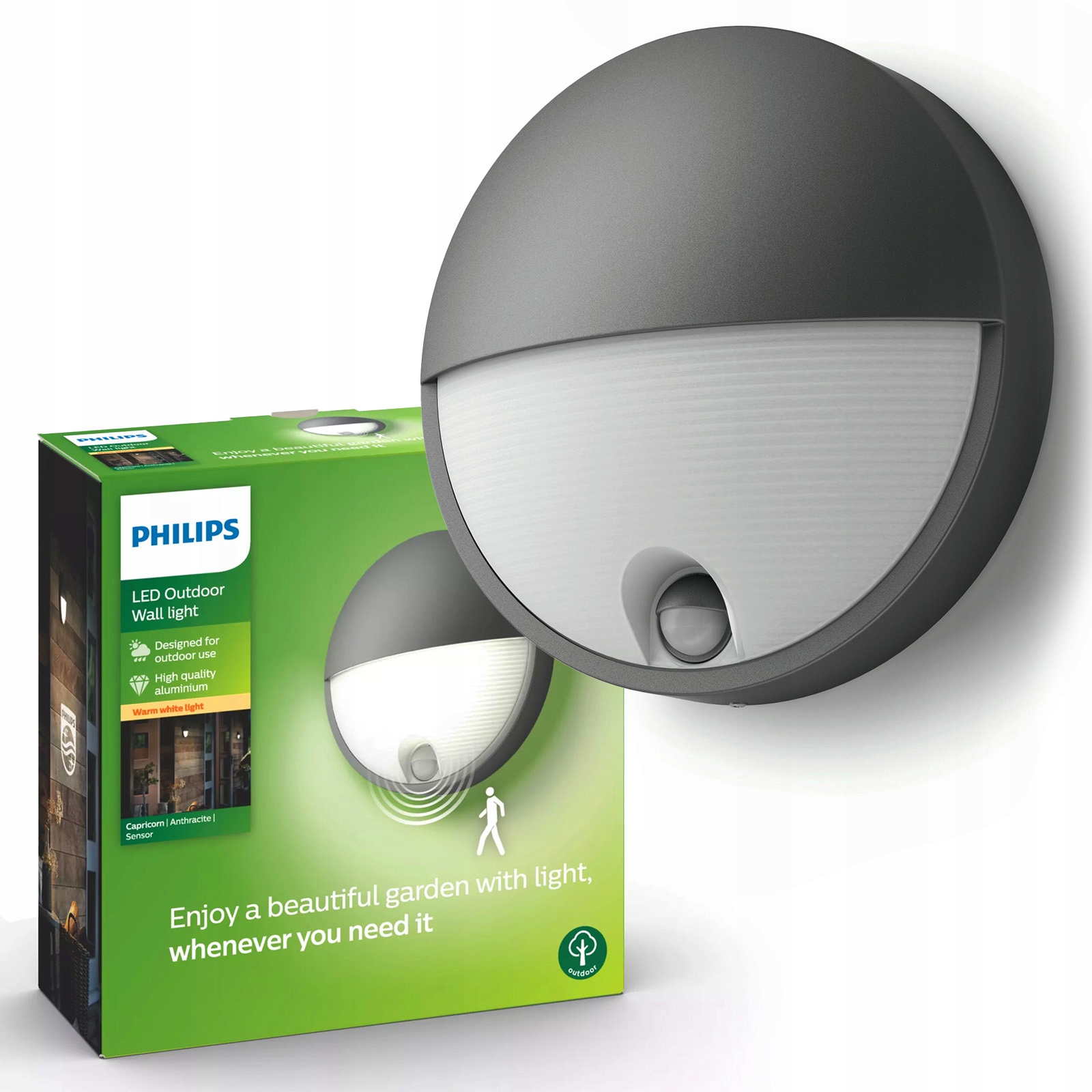 Led záhradná lampa Fasádna nástenná 6W Capricorn Snímač pohybu Philips