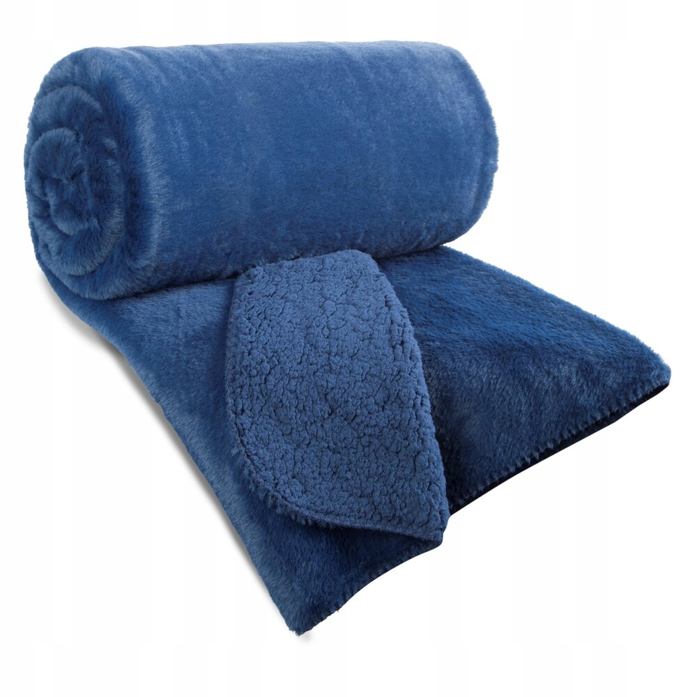 Dekorativní přehoz Nina 170x210 cm, tmavě modrý, chlupatý a hebký
