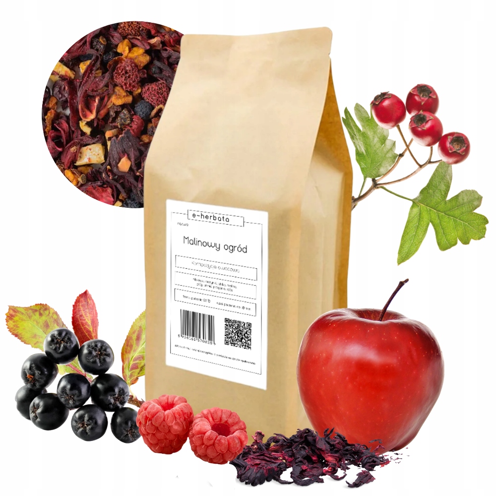 Herbata Owocowa Liściasta Hibiskus Jabłko Malina Malinowy Ogród 500G