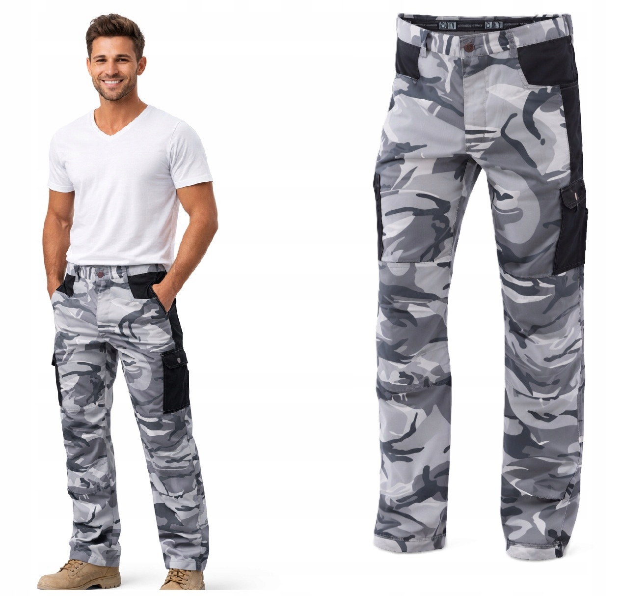 Spodnie moro męskie szare bojówki do turystyki robocze Crambe Cerva r. 3XL