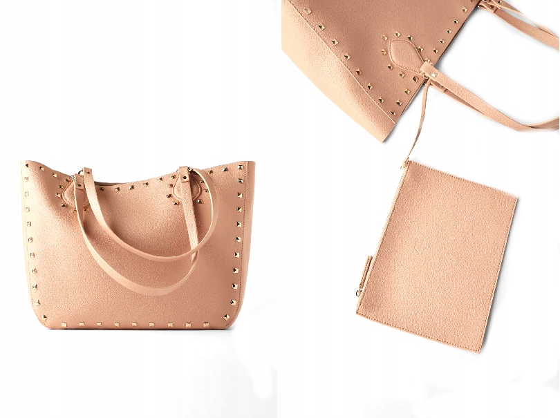 

Zara torebka shopper duża ćwieki 6825/004 różowa