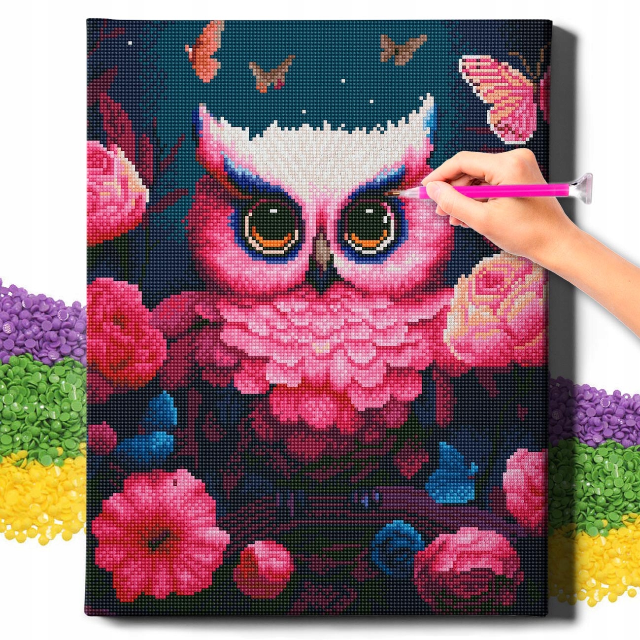 Diamond Painting 5D s Ramou Výšivka Diamantová Velká Sova Mozaika 40x50 cm