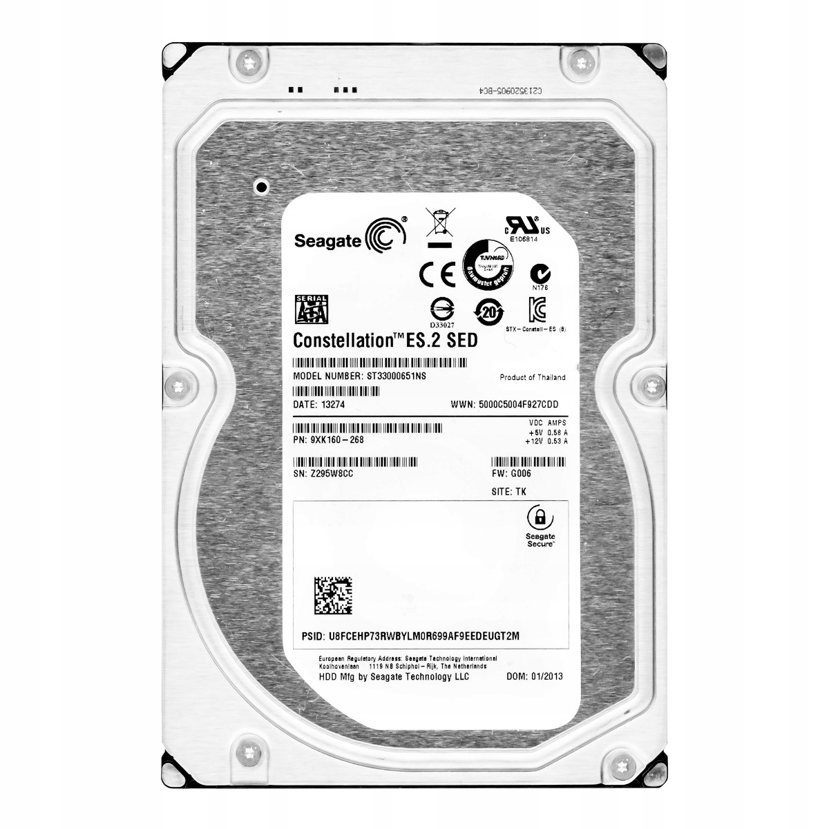 Seagate Constellation ES.2 Sed 3TB 7.2K 64MB Sata III 3.5'' ST33000651NS