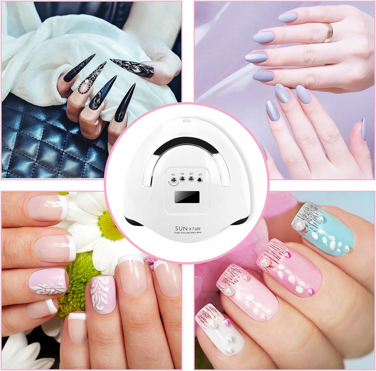 LAMPA DO PAZNOKCI 220W DO HYBRYD ŻELI UV LED SUN X7 LCD DUAL MAX MODEL 2024 Marka Lewer