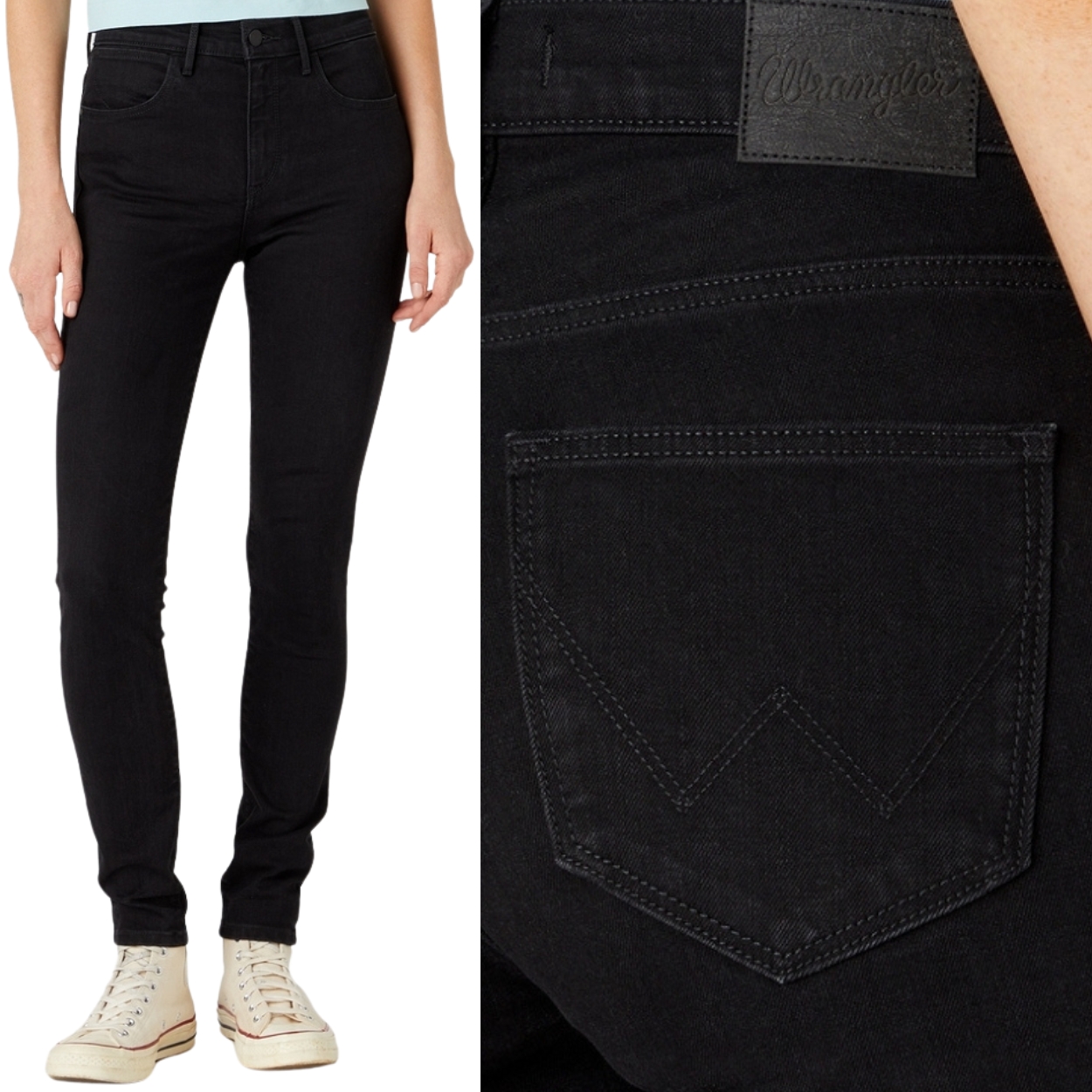 Wrangler High Skinny vysoké černé dámské džínové kalhoty úzké nohavice W29 L32