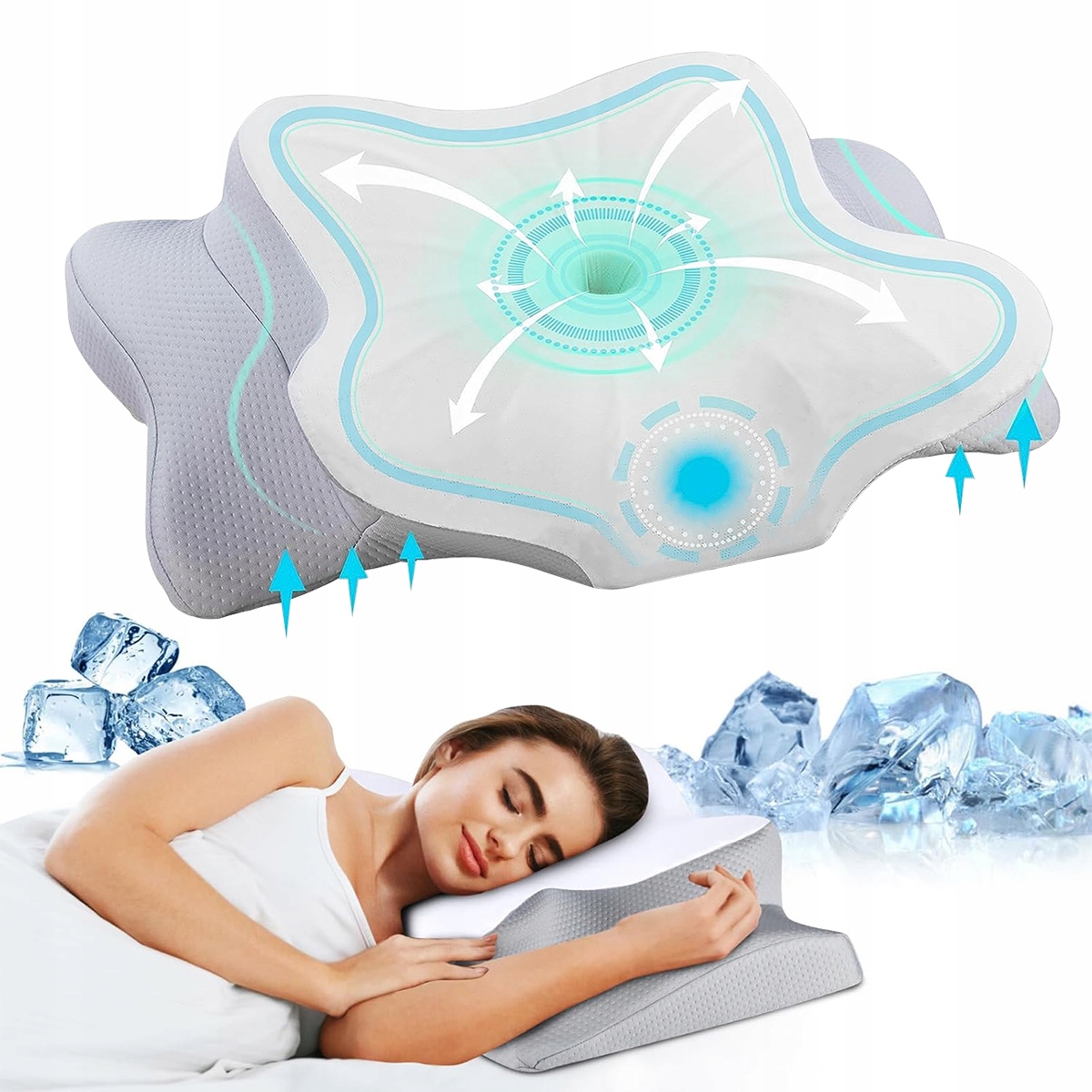 Poduszka Ortopedyczna Ergonomiczna Pianki Memory Profilowana Pod Kark Szyję