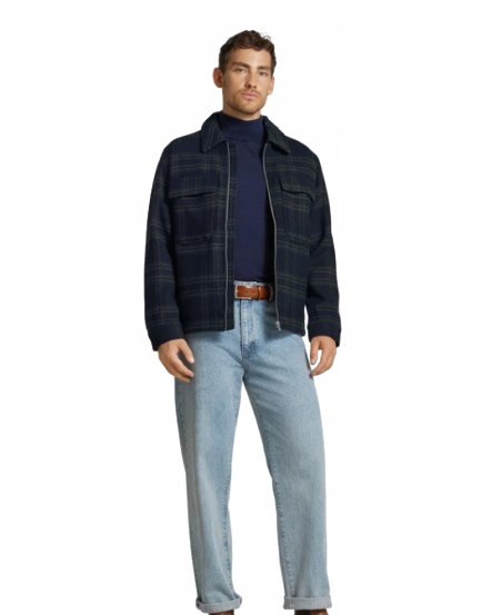 Jack & Jones Tmavě Modrá Pánská Kostkovaná Bunda Se Zipem XL Jxg