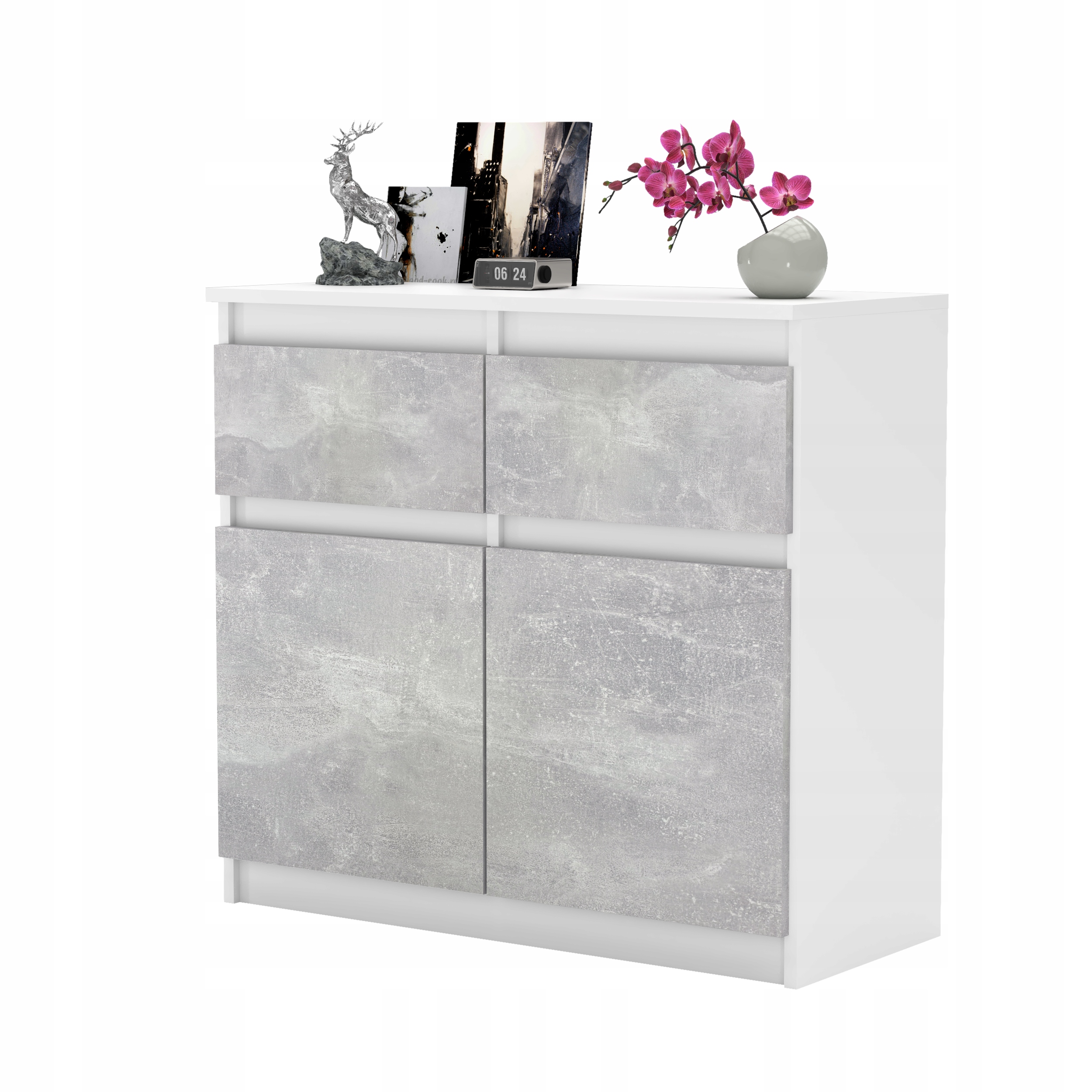 Komoda OLA szafka 80 cm 2 szuflady nowoczesna pojemna rtv BIAŁY MAT system Marka AZ team