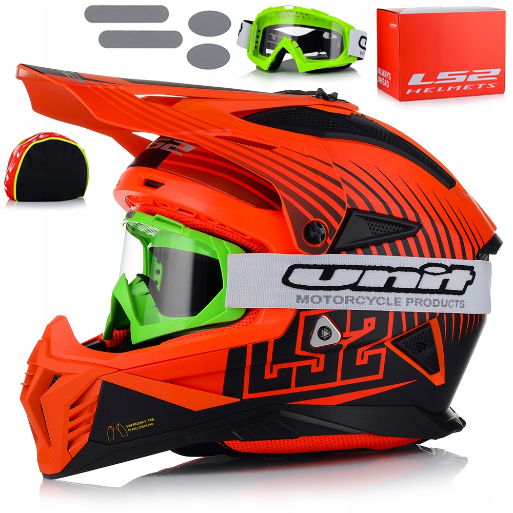 Motocyklová Prilba LS2 MX708 Fast II Duck Fluo Lehká Enduro Cross Atv Okuliare