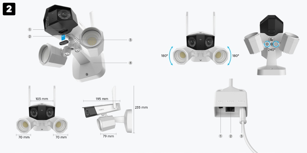 KAMERA WIFI IP Reolink Duo2 8Mpx 4K kąt 180 stopni 2x lampy LED 1800 lumen Kod producenta Duo 2 Wifi Floodlight