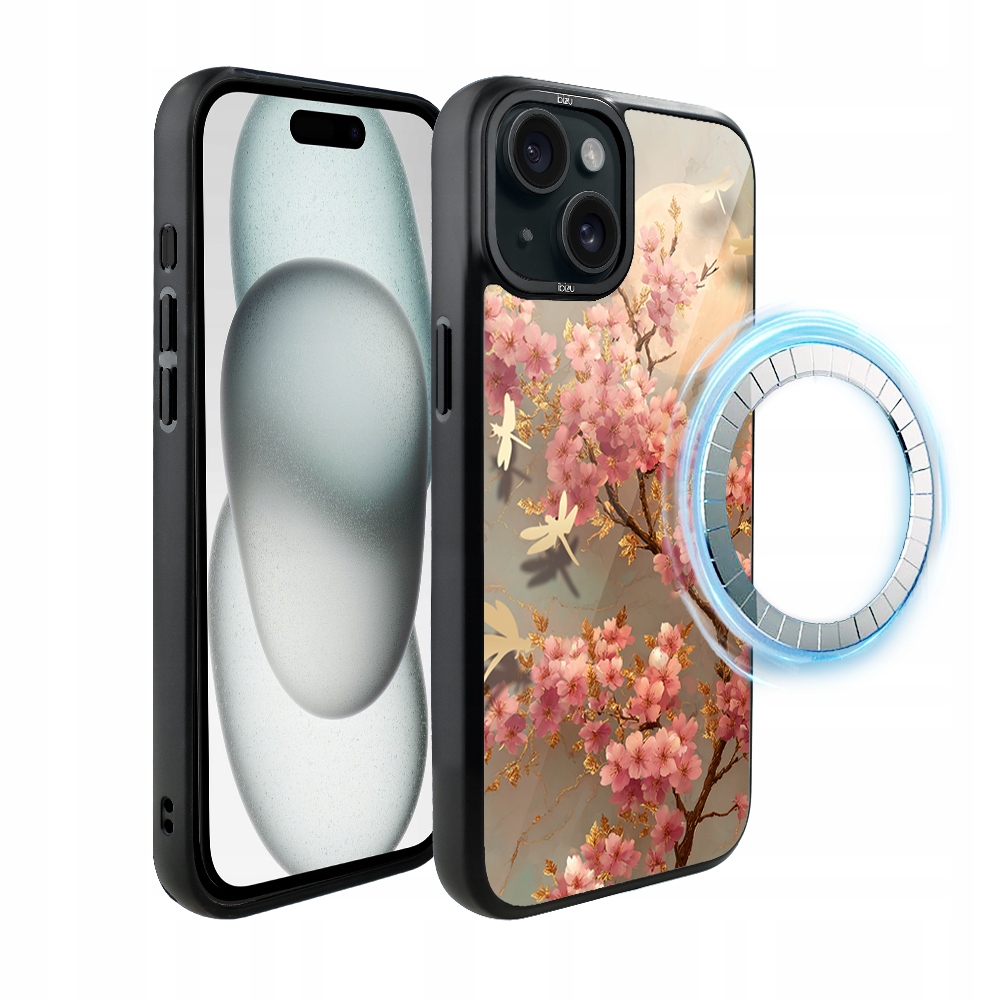 Pouzdro na iPhone 15 Ibizu DropGuard Matt s MagSafe, Tanec sakury