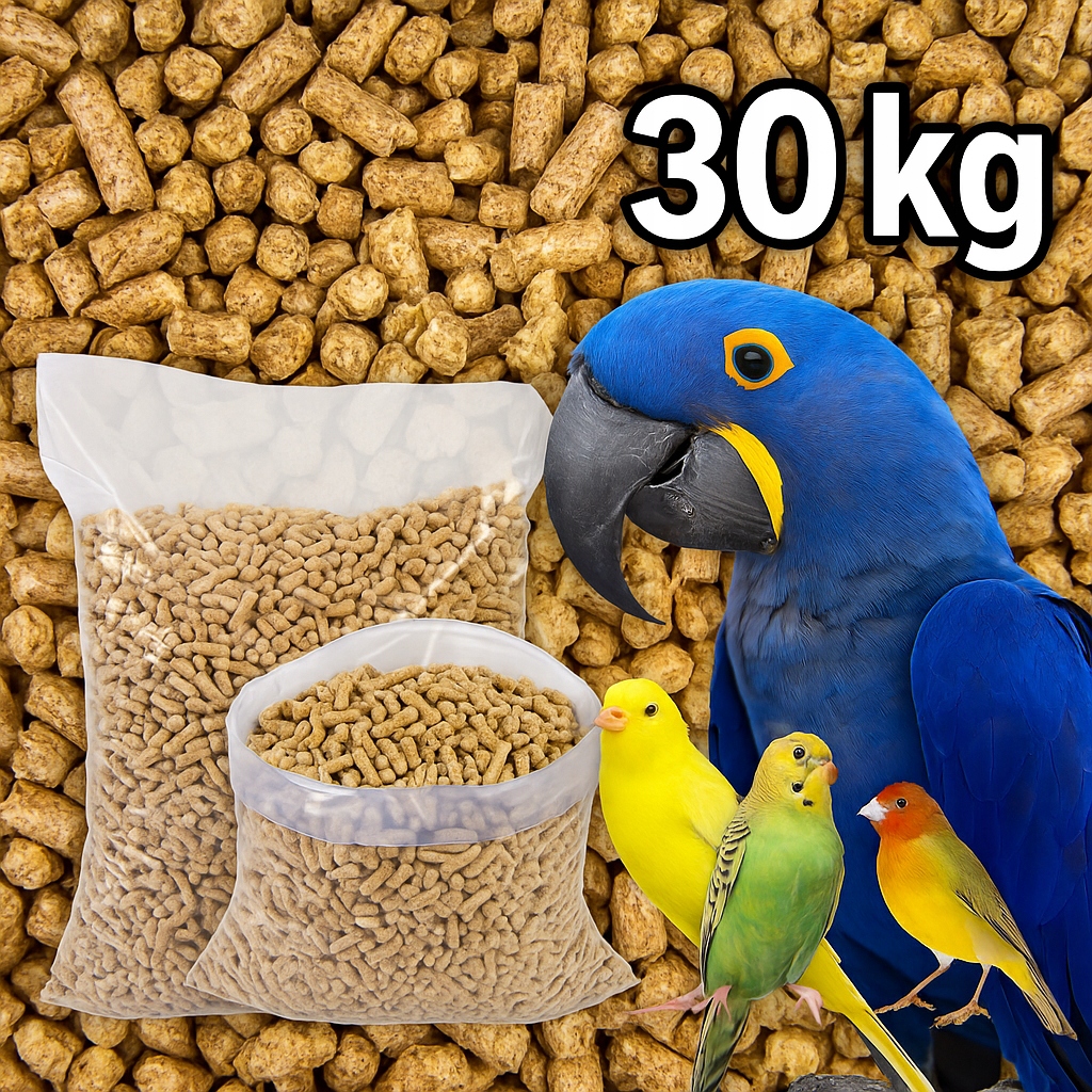 Levně Ptačí pelety podestýlka pro ptáky papoušky kanárky ideální Savý Výkon 30 kg