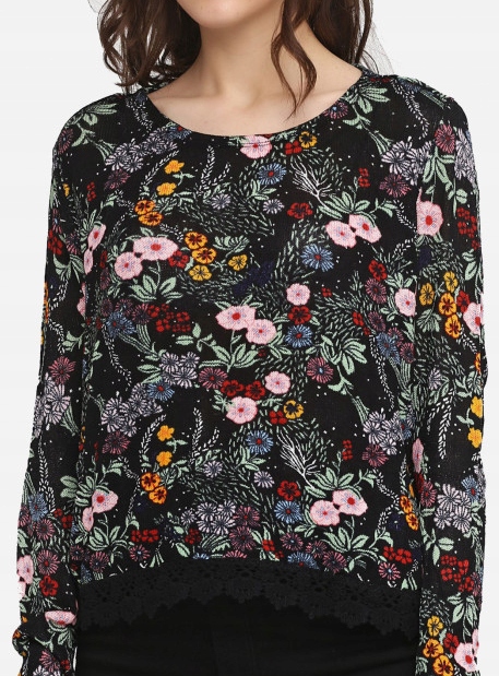 

H&m 36 S Wzorzysty sweter z koronką kwiaty