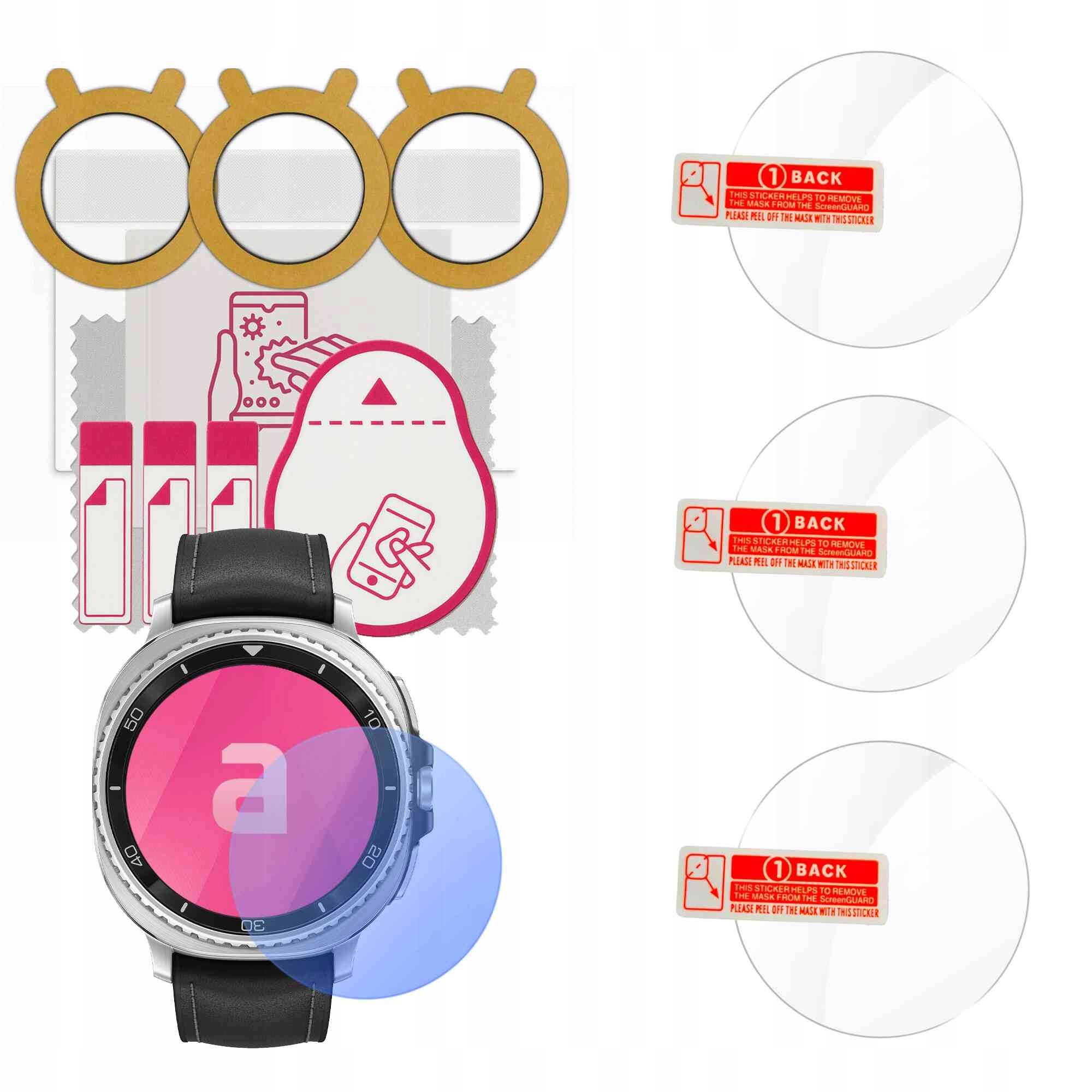 3x Szkło hartowane szybka hartowana 9H apgo do Samsung Galaxy Watch 8 44 mm