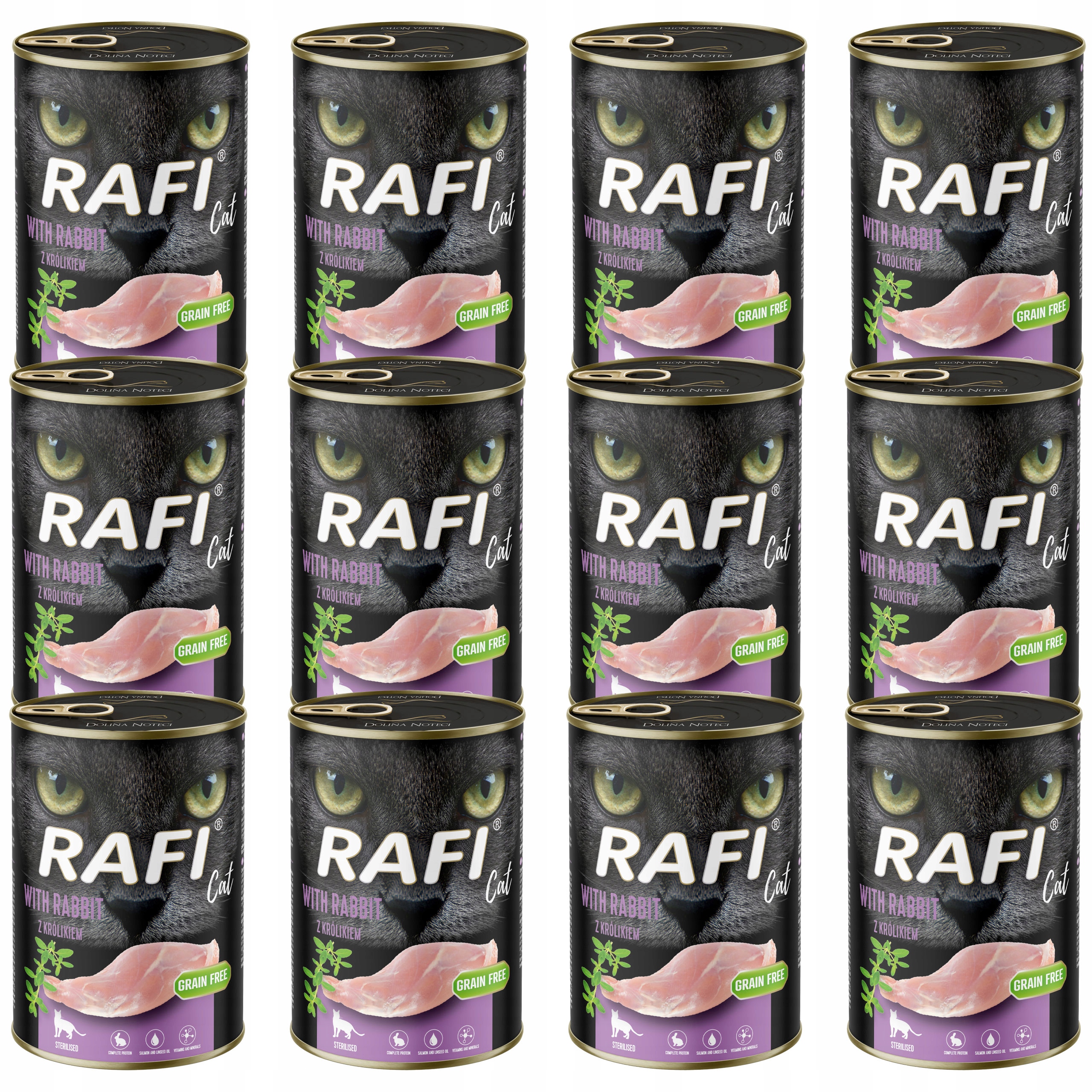 Rafi Cat Dolina Noteci Krmivo mokré pro kočky Králík 12 x 400 g bez obilovin