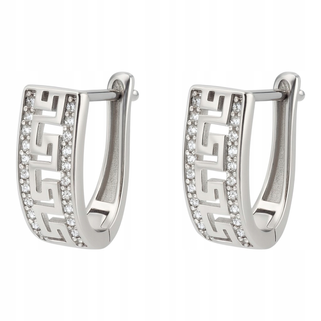 Stříbrné náušnice Ag 925 s rhodiovaným řeckým vzorem a zirkony IM0630925ER