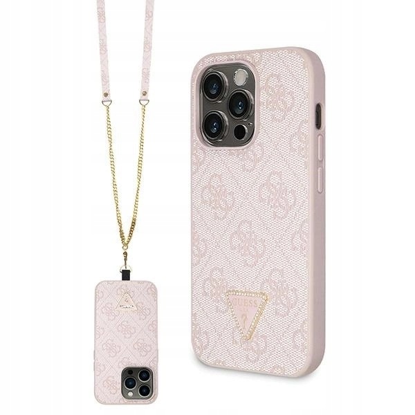 Pouzdro Guess Crossbody 4G Metal Logo pro iPhone 14 Pro růžové