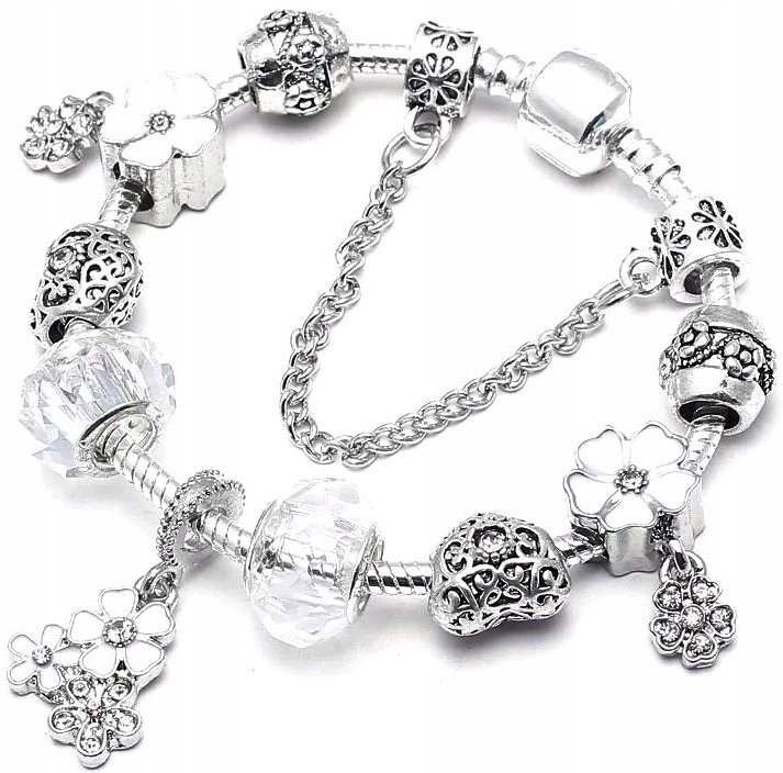 

Modułowa Bransoletka srebrna charms boho serce