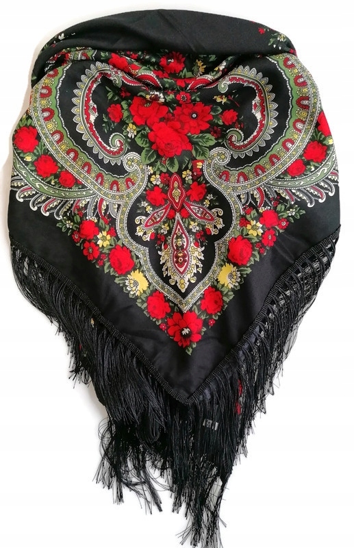 Chusta góralska folk ludowa damska czarna Marka bez marki