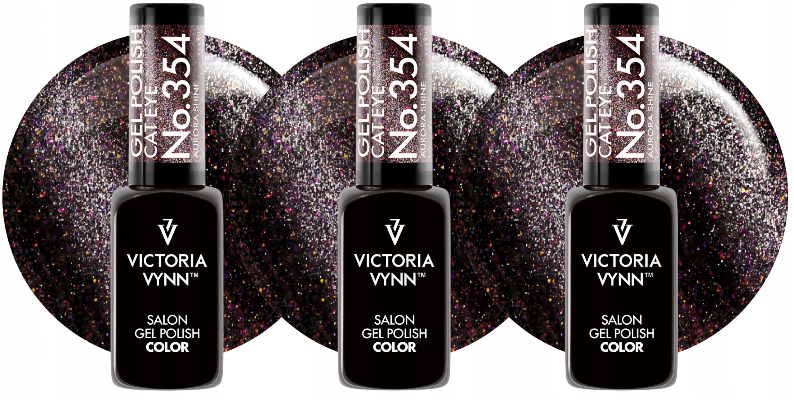3 x Victoria Vynn Gel Polish 354 Cat Eye Aurora Shine, 8 ML
