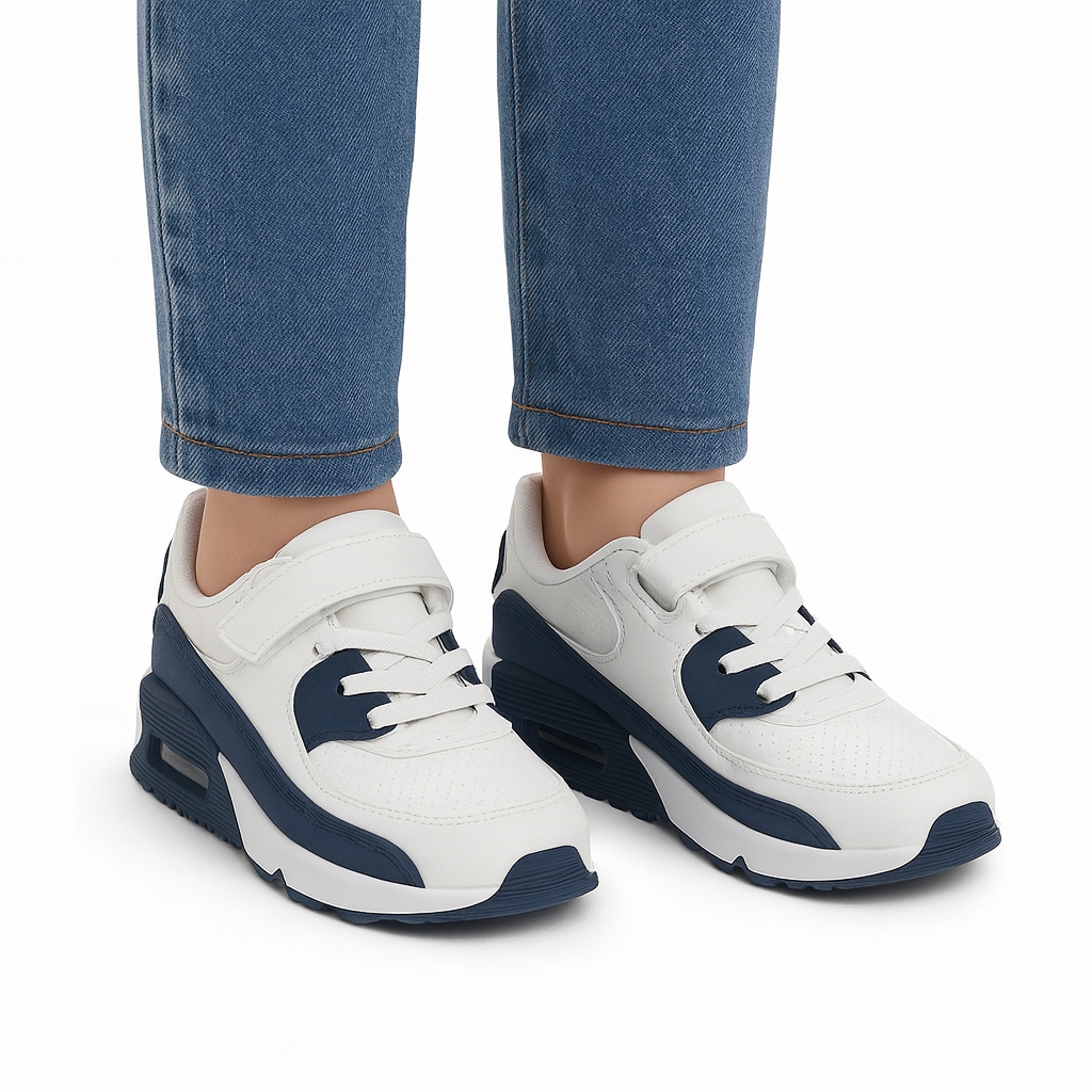 Sportowe buty dziecięce białe wkł. profilowana skóra ekologiczna Gelteo 36
