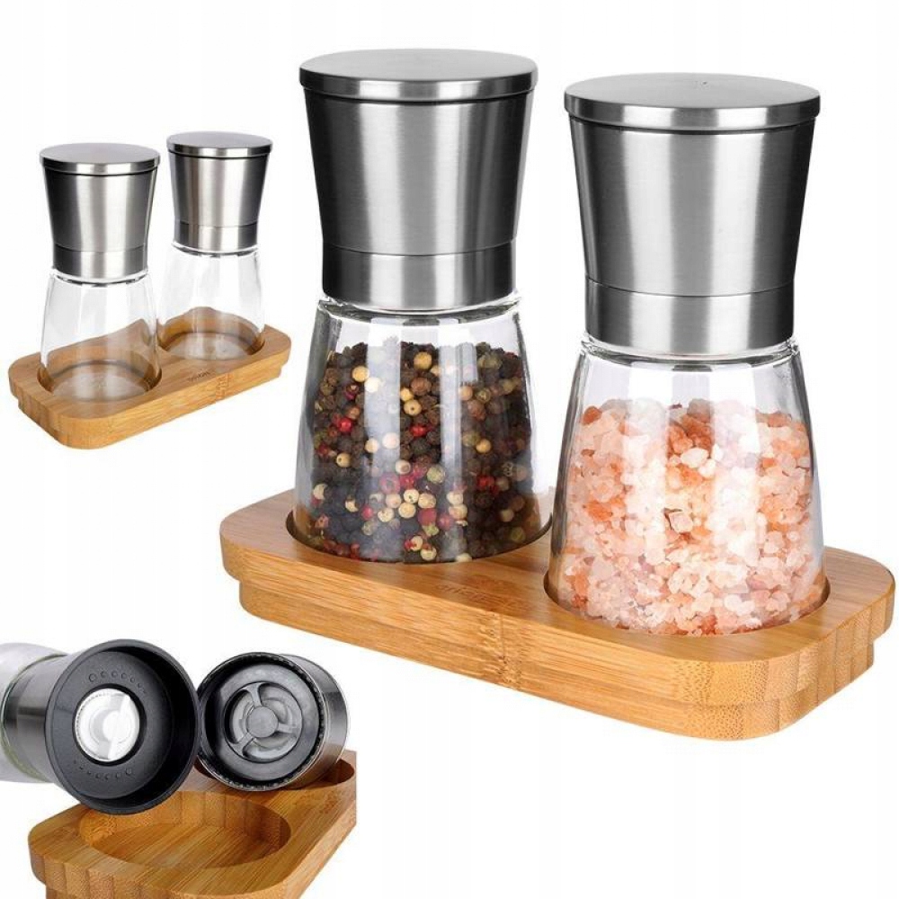 MŁYNKI do soli i pieprzu ręczne na stojaku 2 szt. M1
