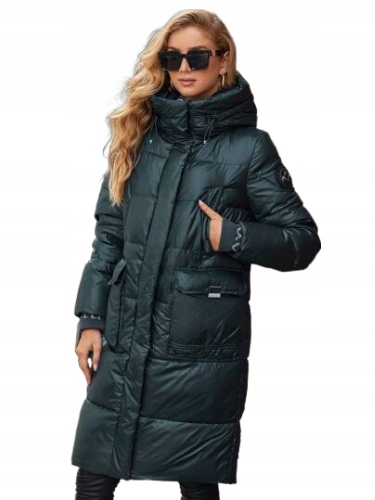 Zimní Bunda Péřová Dlouhá Černá Dámská 48/XL Lrg