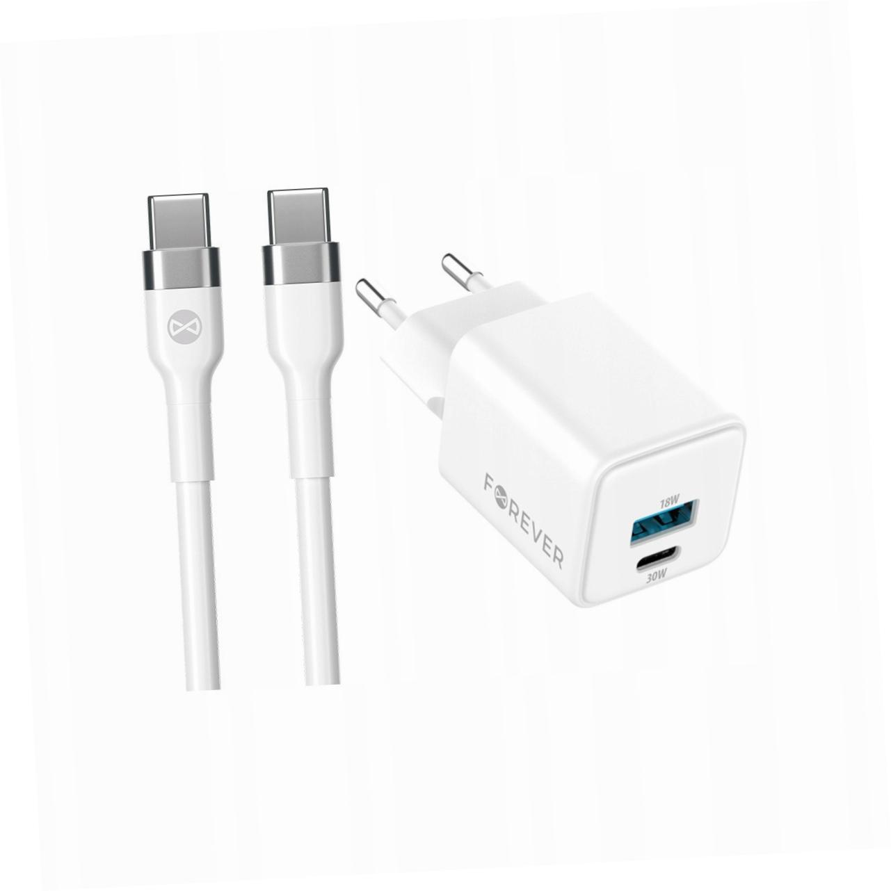 Szybka ładowarka GaN 30W 2 wejścia Usb i Usb-c z kablem do Tcl 50 5G