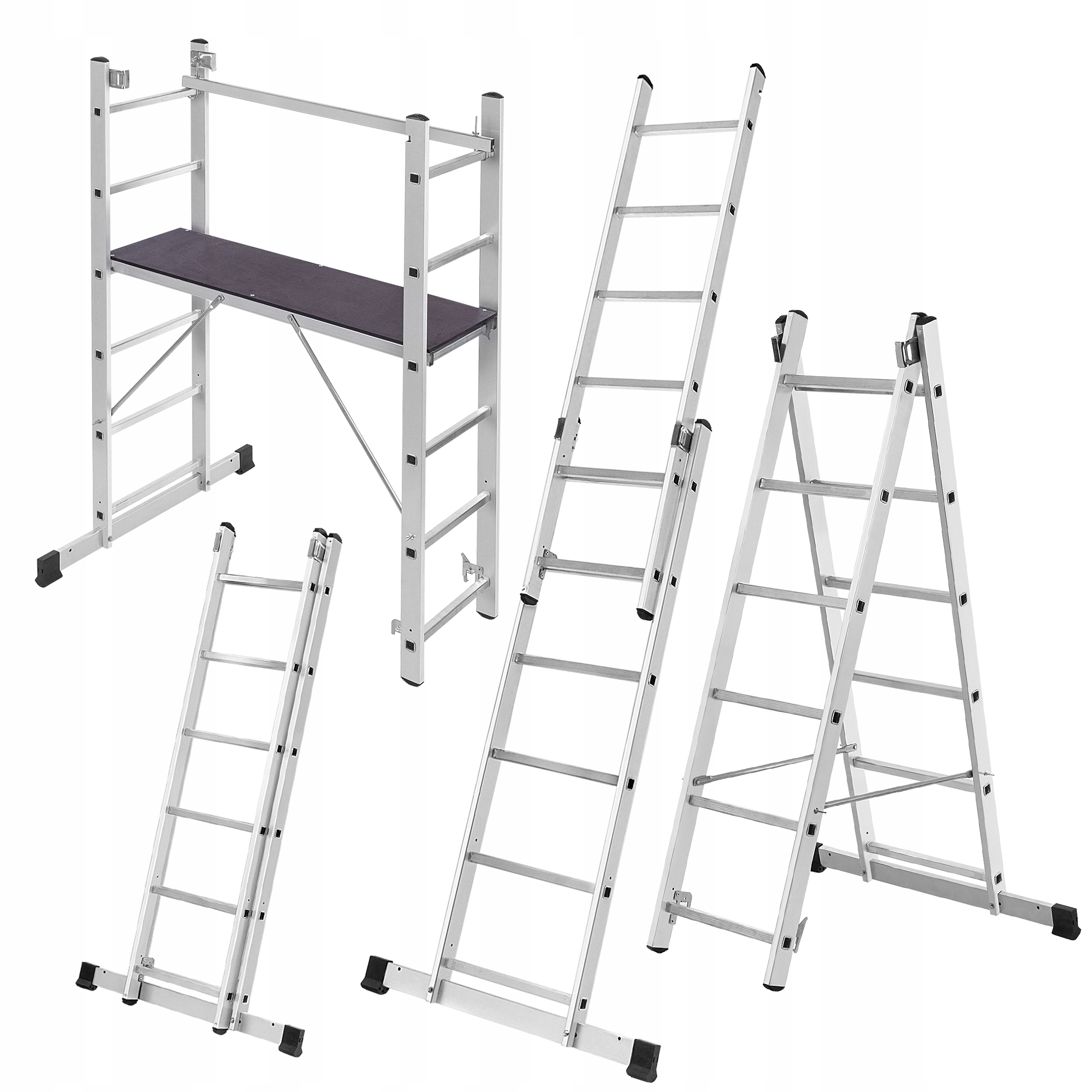 Aluminiové Leštenie Mini 2x6 Stupňov Pracovná Podesta Skladacia Rebríková 3v1