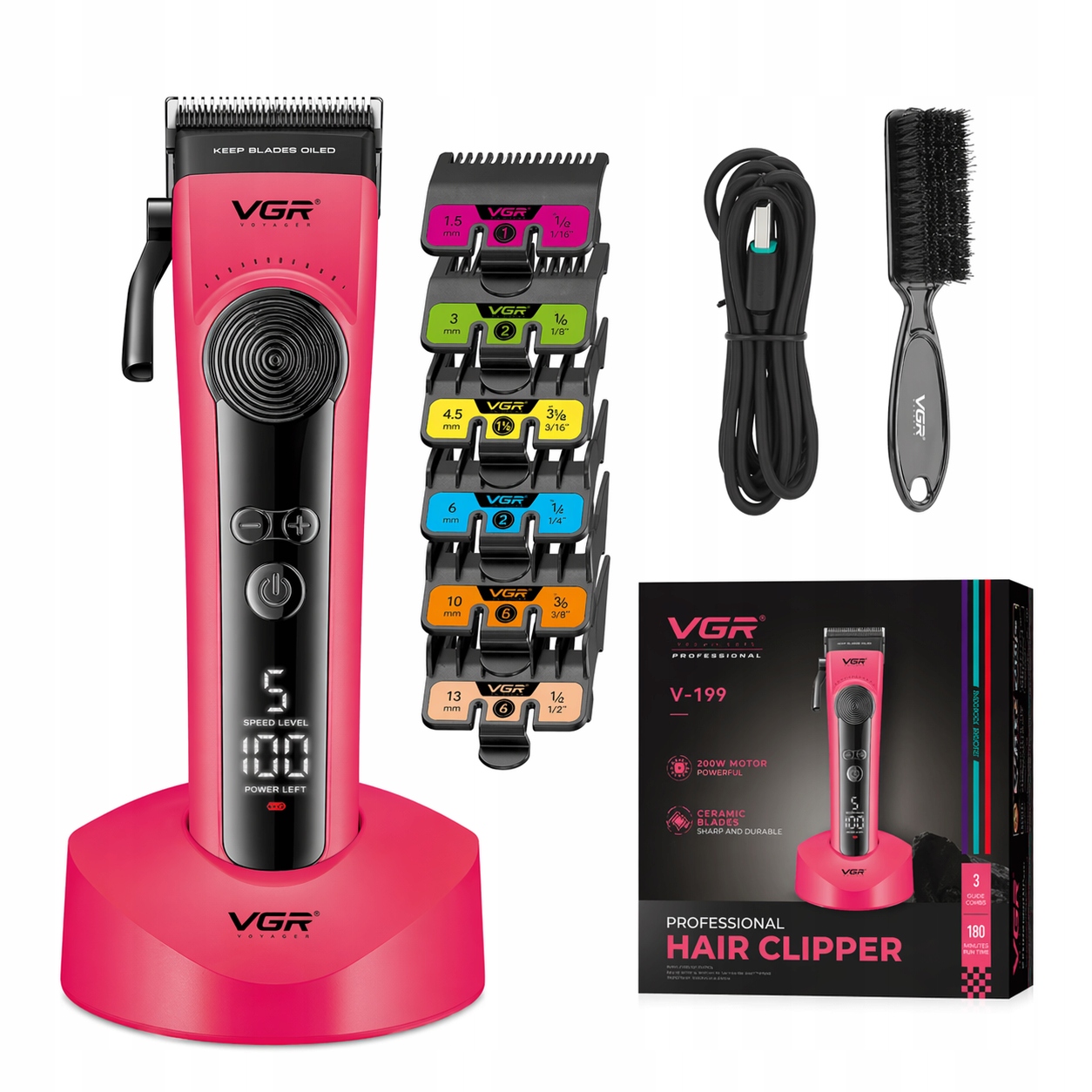 Vgr V-199B Maszynka fryzjerska Różowa Barber Top Pink
