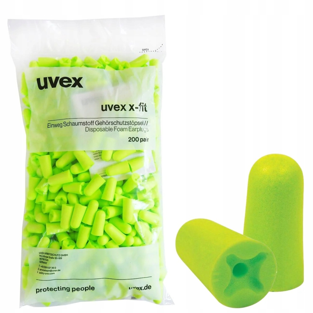 Zatyczki Stopery do uszu Wkładki Przeciwhałasowe Uvex X-fit 200 szt.