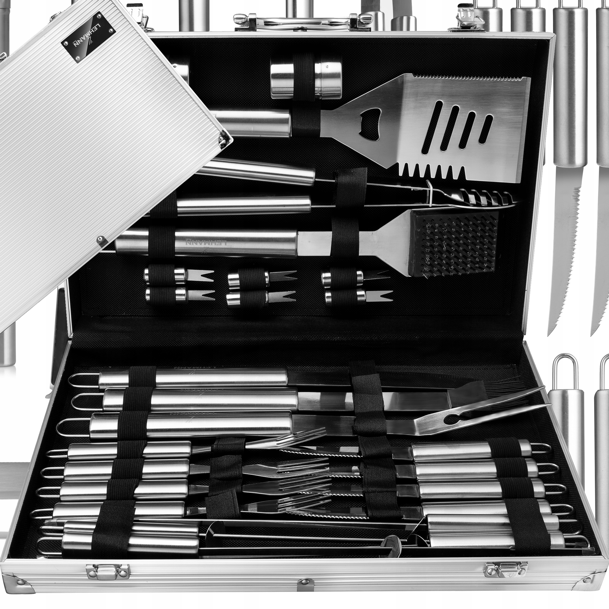 Sada Příborů Pro Grilovací Příslušenství XXL Příbory Ocel Kufr