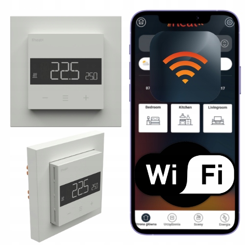 Heatit WiFi6 biely RAL9003 – termostat WiFi so snímačom 16A 3600W MyHeatit