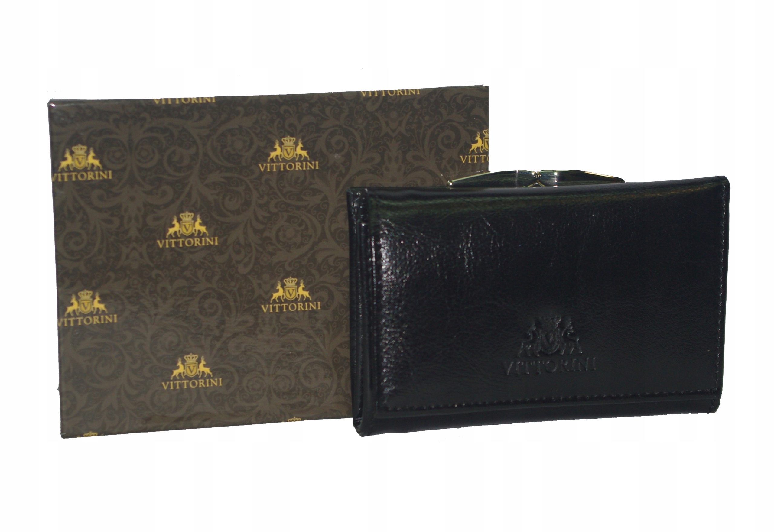 Vittorini dámská peněženka z přírodní kůže, černá bižuterie