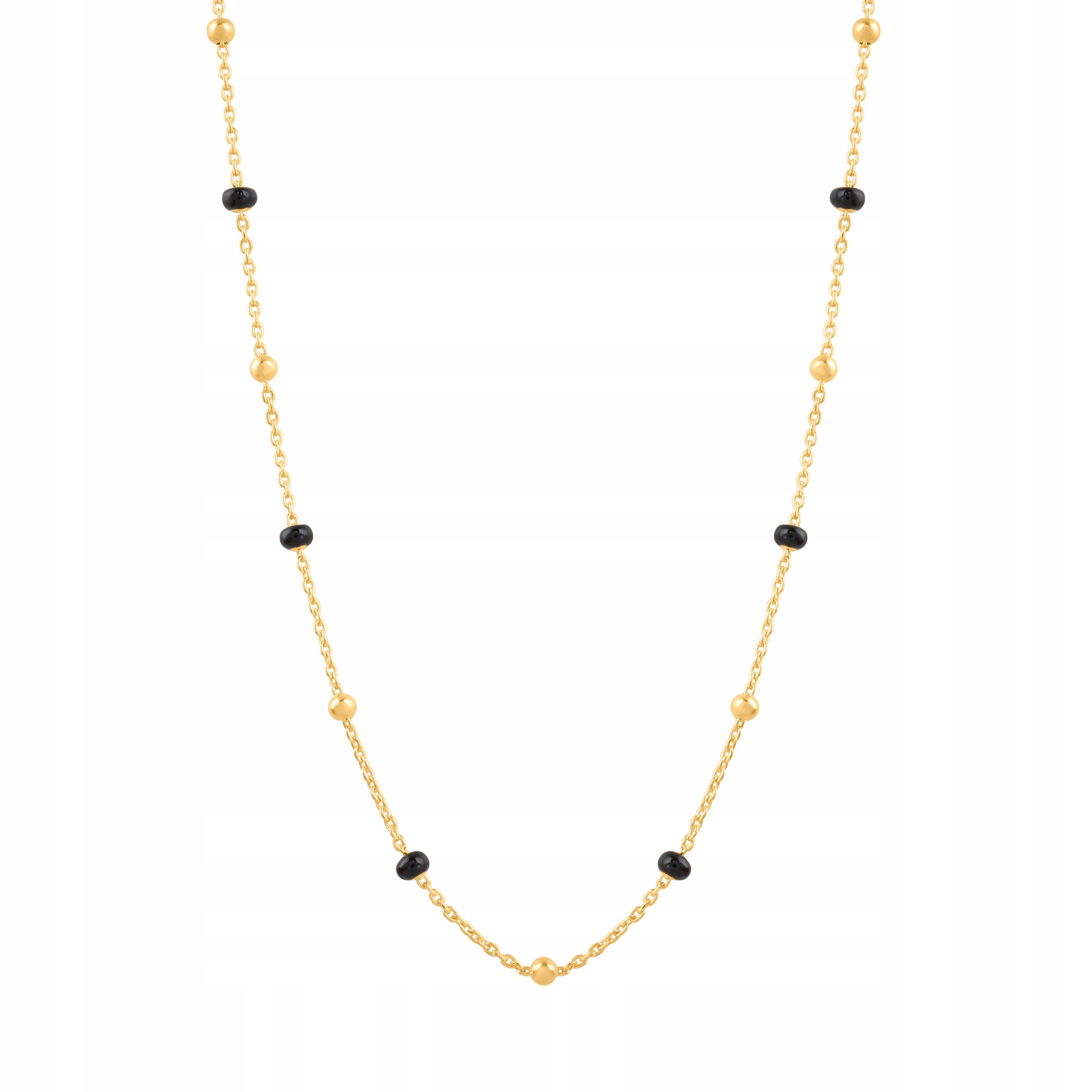 Naszyjnik pozłacany Ania Kruk złote kulki czarna emalia srebro 925