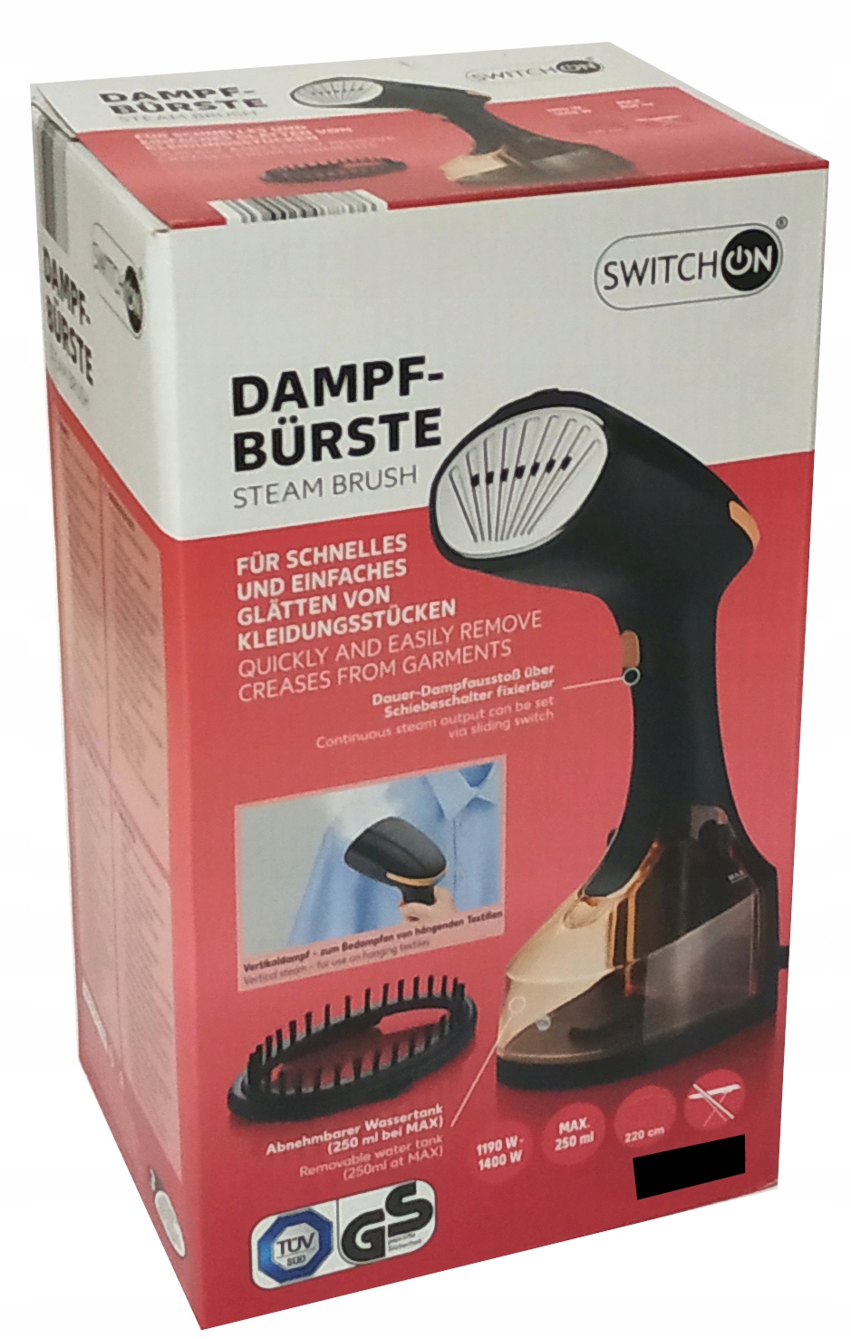 Parownica Do Ubrań Steamer Z Nasadką Szczotkową 1400 W